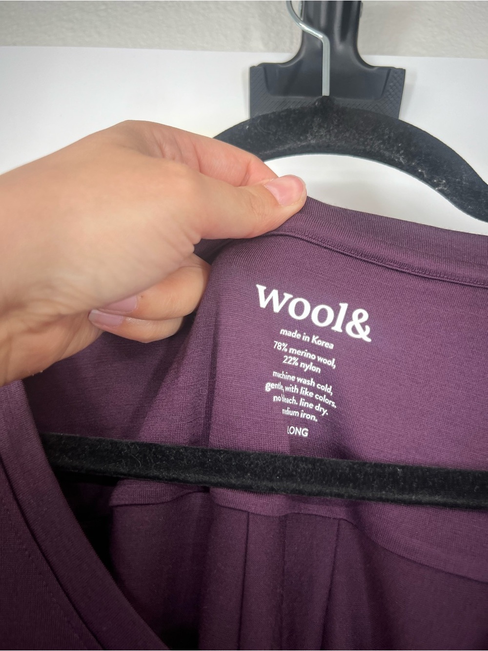 Wool& Willow Swing Dress Purple 3/4 Sleeves Merino Wool Blend LONG - Picture 3 of 5